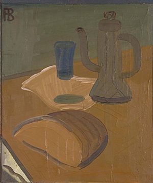 Р. Васми, Натюрморт с кофейником, доска, масло, 1966