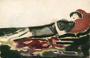 Константин Истомин. Лида, лежащая в черном. 1928