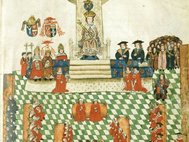 Церемония открытия парламента Англии Генихом VIII в 1523 г. Фрагмент картины Thomas Wriothesley