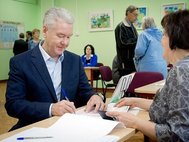 Сергей Собянин на выборах мэра Москвы