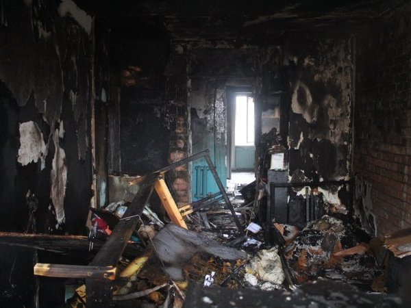 Выгоревшая комната в общежитии