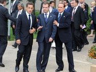 Медведев с Саркози и Берлускони