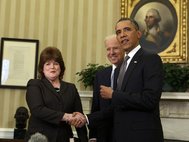 Президент США Барак Обама и директор Секретной службы США Джулия Пирсон
