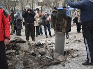 Неразорвавшийся ракетный снаряд в Краматорске