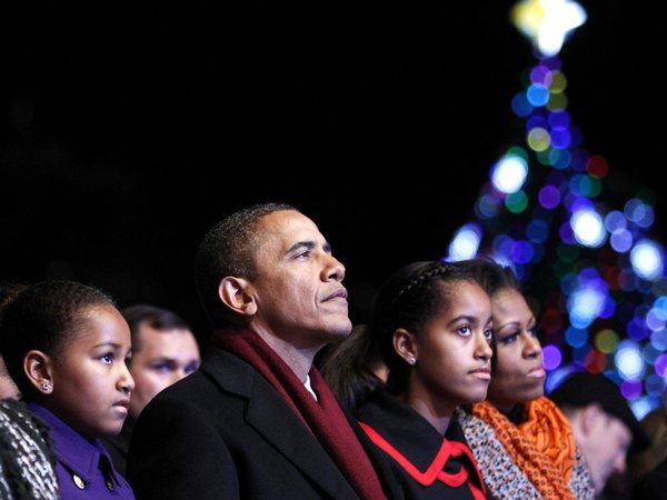 Барак Обама с семьей в Рождество
