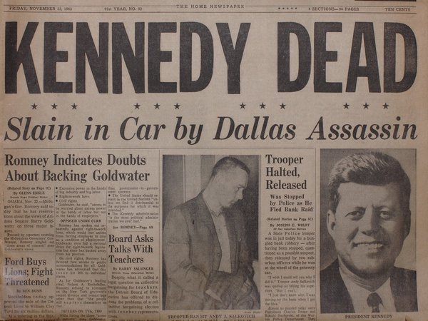Сообщение об убийстве Джона Кеннеди