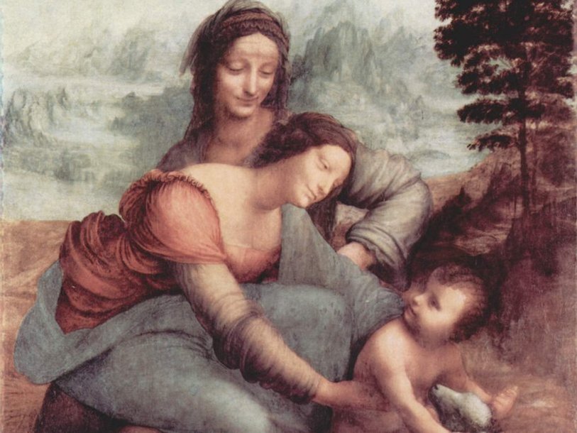 Фрагмент картины Леонардо да Винчи «Святая Анна с Мадонной и младенцем Христом»