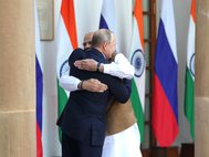 Российский лидер Владимир Путин и премьер-министр Индии Нарендра Моди 