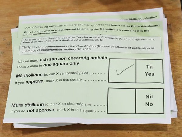 Бюллетень на референдуме в Ирландии